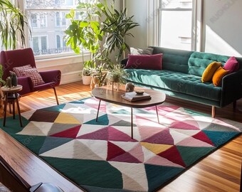 Hand Tufted Rug Modern Colorful Wool Area Rugs For Livingroom Bedroom Kitchen Nursery Entryway Office 5X8 6X9 8X10 9X12 10X14 Custom Rug