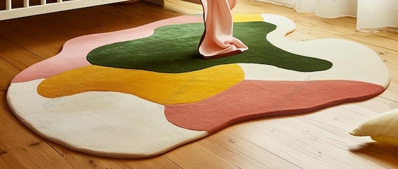 Hand Tufted Modern Rug Irregular Wool Area Rugs For Livingroom Bedroom Kitchen Nursery Entryway Office 5X8 6X9 8X10 9X12 10X14 Custom Rug