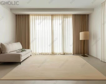 Hand Tufted Rug Solid Butter Wool Area Rugs For Livingroom Bedroom Kitchen Nursery Entryway Office 5X8 6X9 8X10 9X12 10X14 Custom Rug