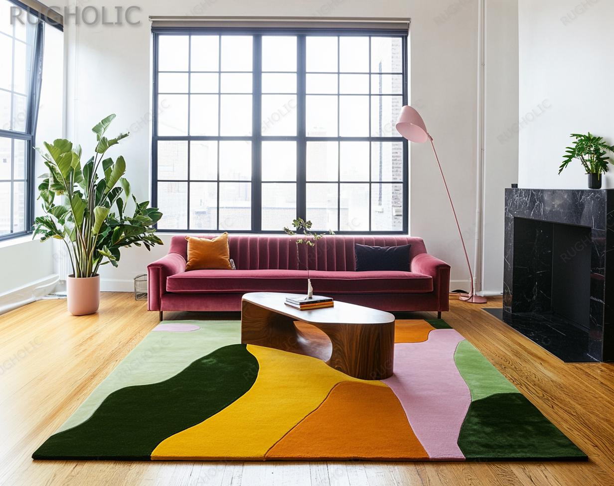 Hand Tufted Modern Rug Wool Area Colorful Rugs For Livingroom Bedroom Kitchen Nursery Entryway Office 5X8 6X9 8X10 9X12 10X14 Custom Rug