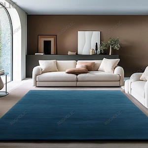Hand Tufted Rug Solid NK Deep Blue Wool Area Rugs For Livingroom Bedroom Kitchen Nursery Entryway Office 5X8 6X9 8X10 9X12 10X14 Custom Rug