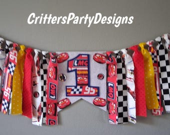 Cars First Birthday Highchair Banner, First Birthday Banner, Cars Birthday Decor