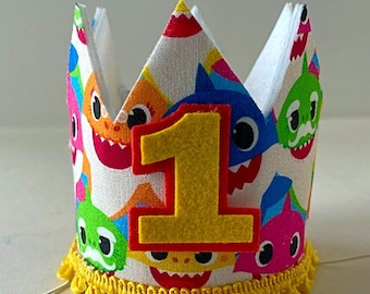 Shark First Birthday "MINI" Crown, Shark First Birthday Apparel