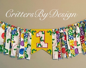 Caterpillar First Birthday Highchair Banner, First Birthday Banner, Caterpillar Birthday Garland
