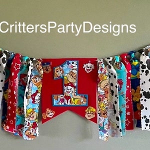 Dog Cartoon First Birthday Highchair Banner, First Birthday Garland