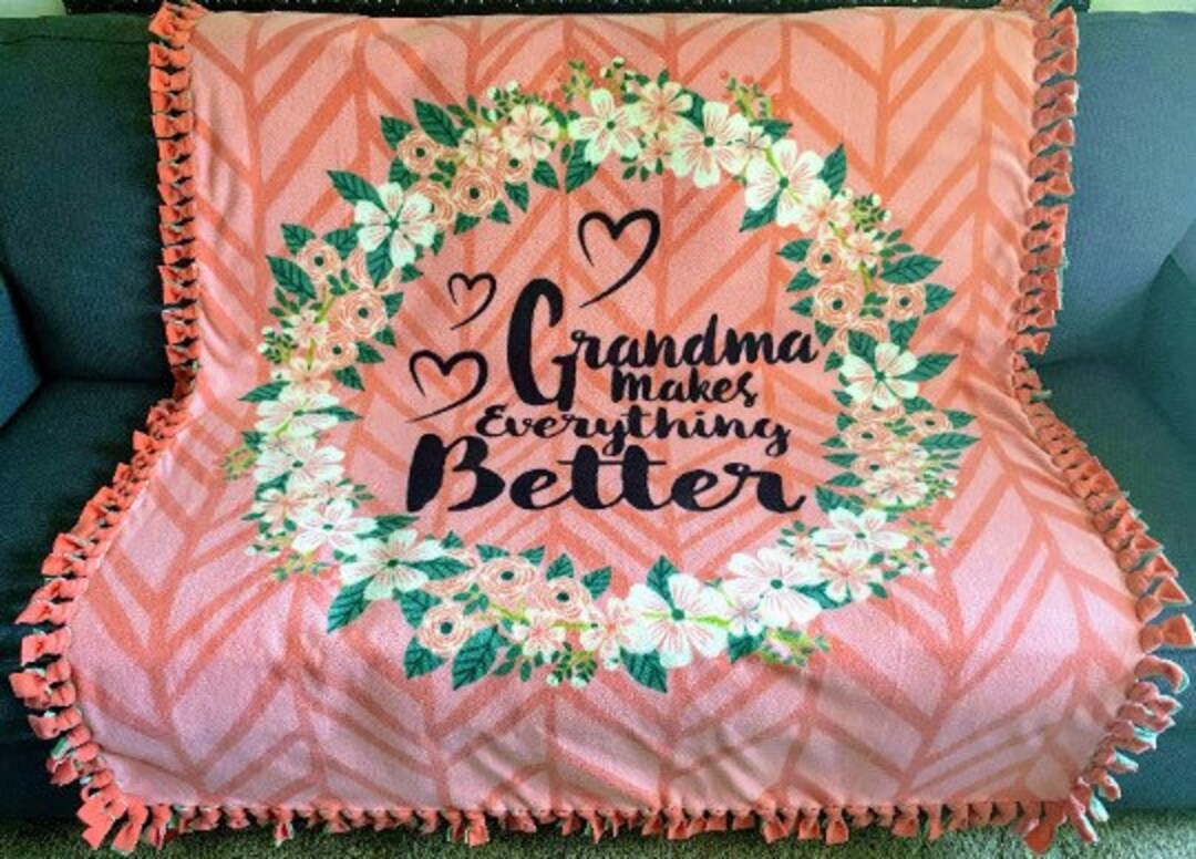 Grandma Fleece Tie Blanket Reversible Blanket Etsy