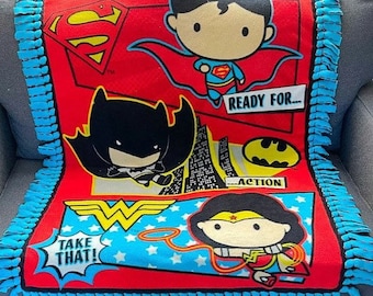 Superheroes Fleece Tie Blanket, Knotted Blanket