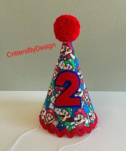 Mario First Birthday Hat, First Birthday Accessories - Main Image