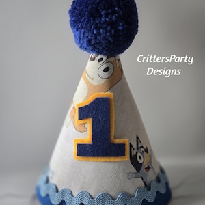 Blue Dog First Birthday Hat, First Birthday Accessories