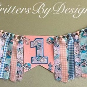Stitch  First Birthday Highchair Banner, First Birthday Banner