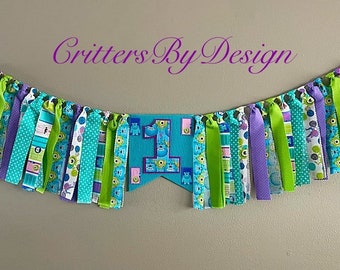 Monsters First Birthday Highchair Banner, First Birthday Banner, Monsters Birthday Garland