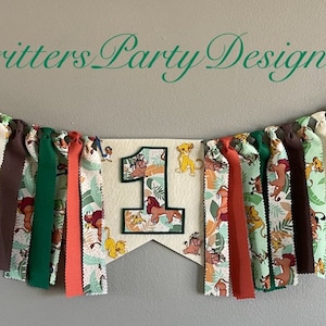 Lion First Birthday Banner, Highchair Banner, Lion Garland