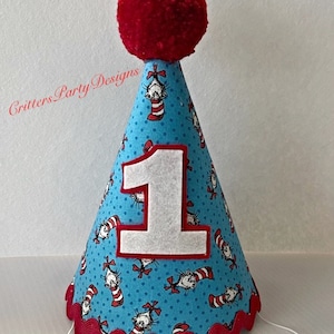 Cat in Hat First Birthday Hat, First Birthday Accessories