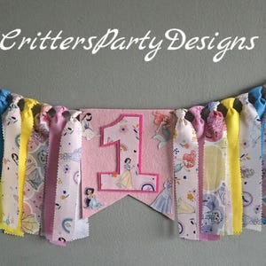 Princess First Birthday Banner, Highchair Banner, First Birthday Garland