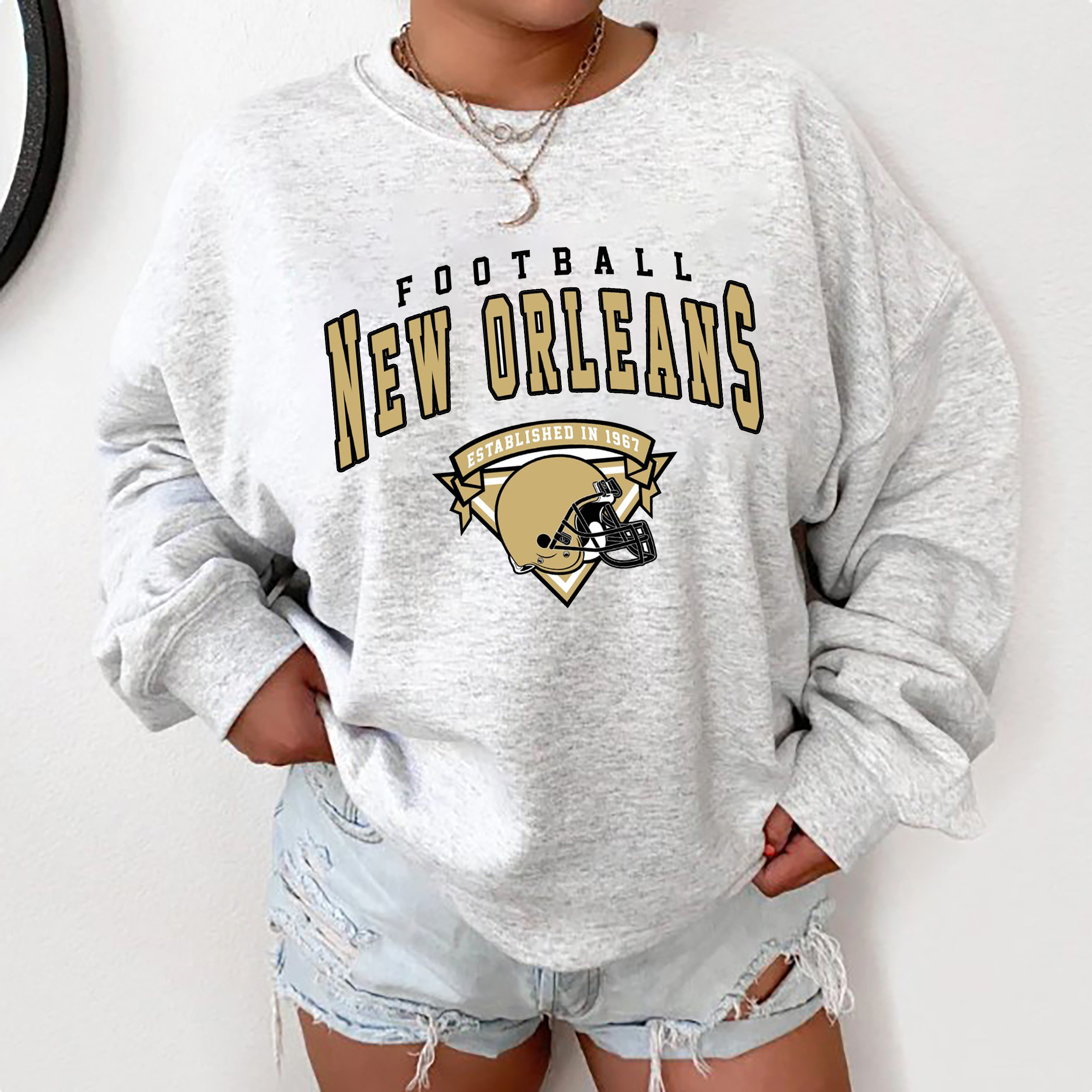 Discover New Orleans Saints Football Sweatshirt, Vintage Style New Orleans Saints Football