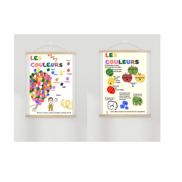 posters of the colors and nursery rhymes for colors in french  / affiches des couleurs et des comptines sur les couleurs