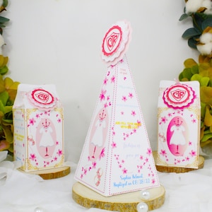 Pack with 12 Favor Box CTR Girl Baptism.
