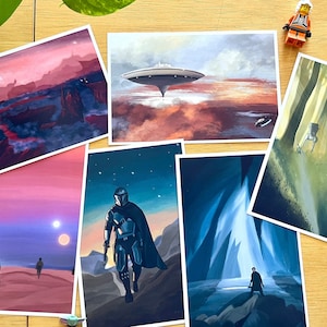 Star Wars Planet Landschap Art Prints | Tatooine, Endor, Ilum, Dathomir, Bespin, Mandalorian, reizen, ansichtkaart