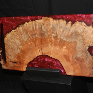 Maple Burl and Dragons Blood epoxy charcuterie board