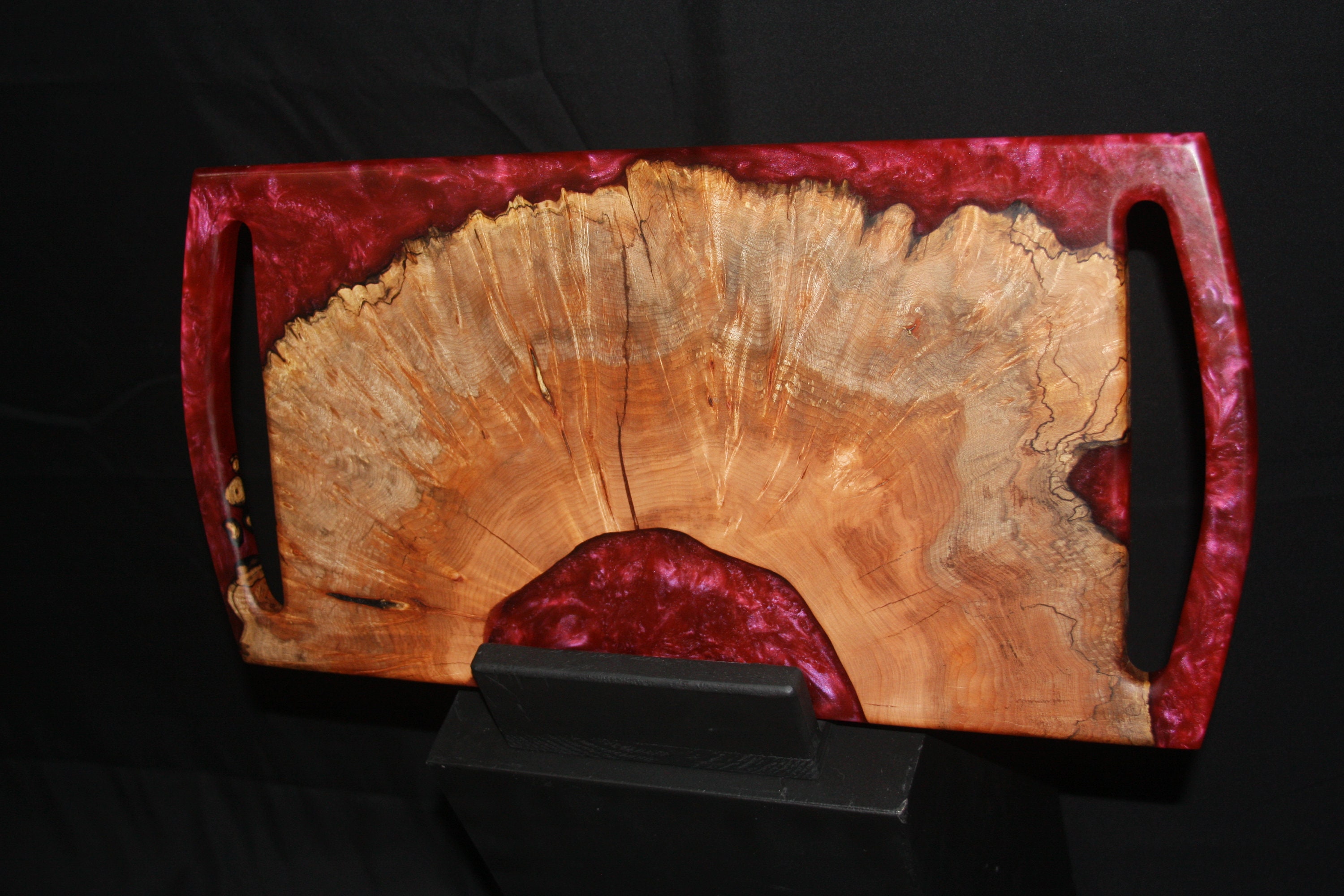 Maple Burl and Dragons Blood epoxy charcuterie board