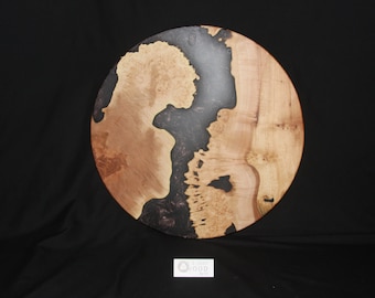 XL Lazy Susan Maple Burl and Black Copper