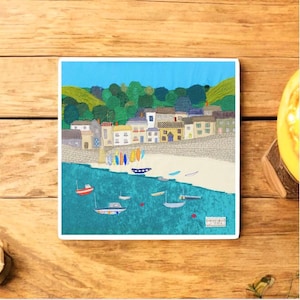 Mousehole, Cornwall  Ceramic Drinks Coaster | Tile
