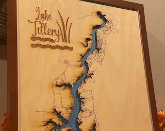 Laser Cut Lake Tillery Map