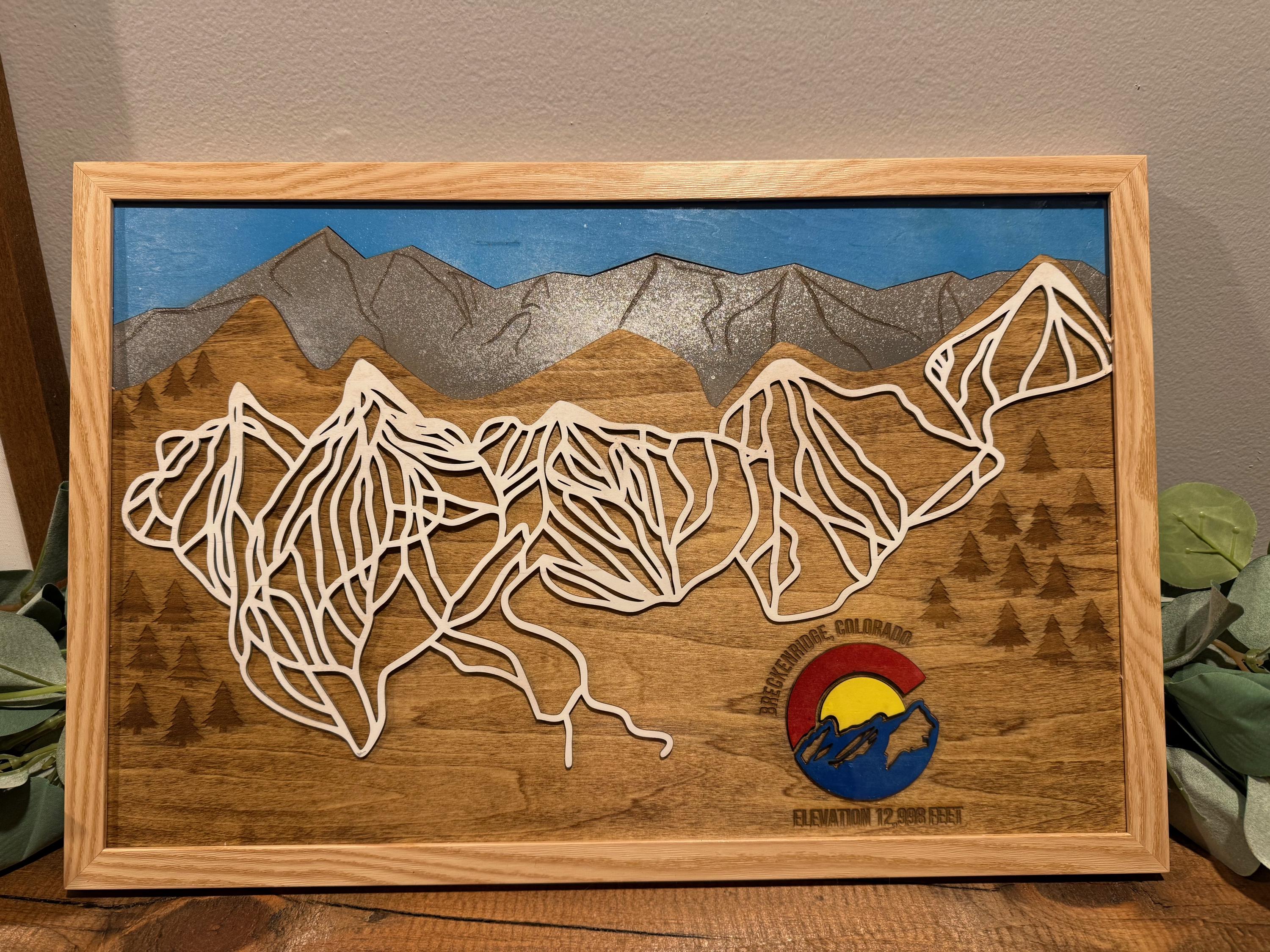Breckenridge Ski Resort Trail Map | 11x17 Laser Cut Wood Wall Art | Colorado Mountain Decor | Ski Lodge Gift | Winter Sports Enthusiast Gift