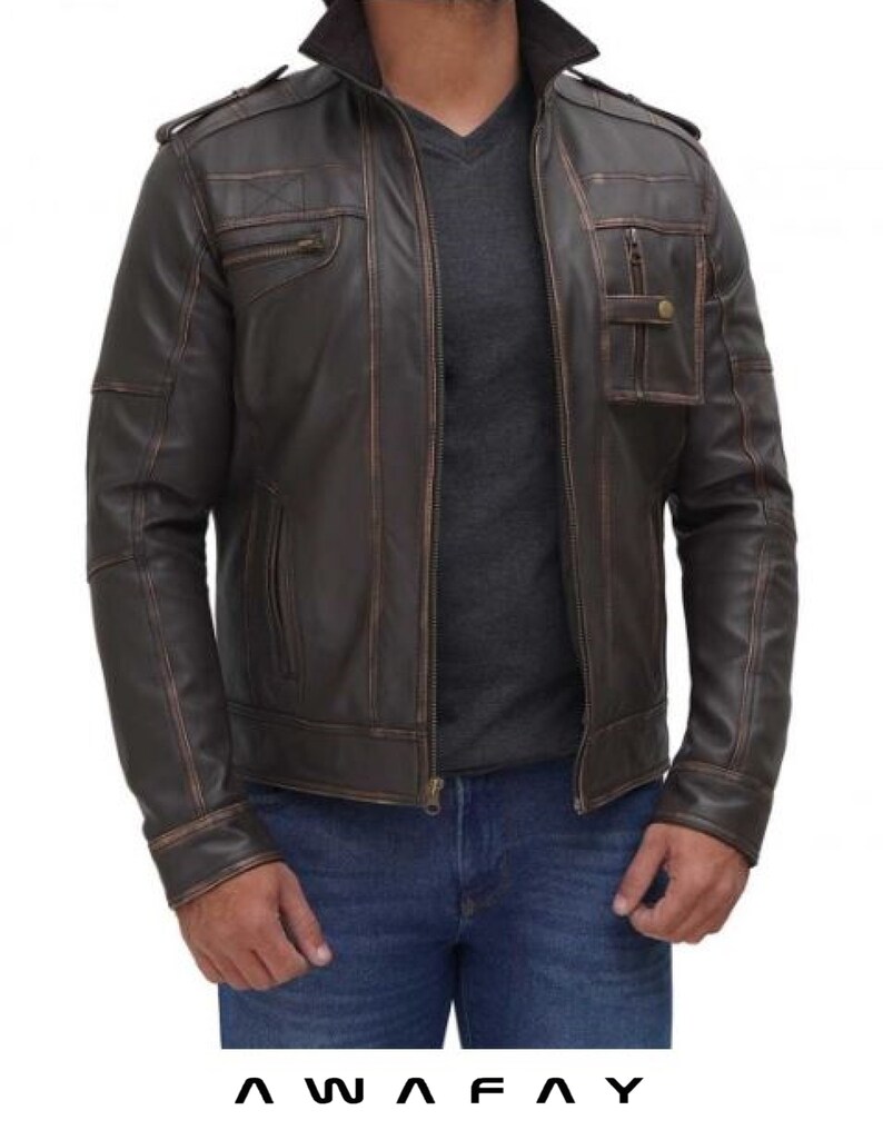 New Men's Genuine Soft Leather Jacket Real Lambskin Leather Slim Fit ...