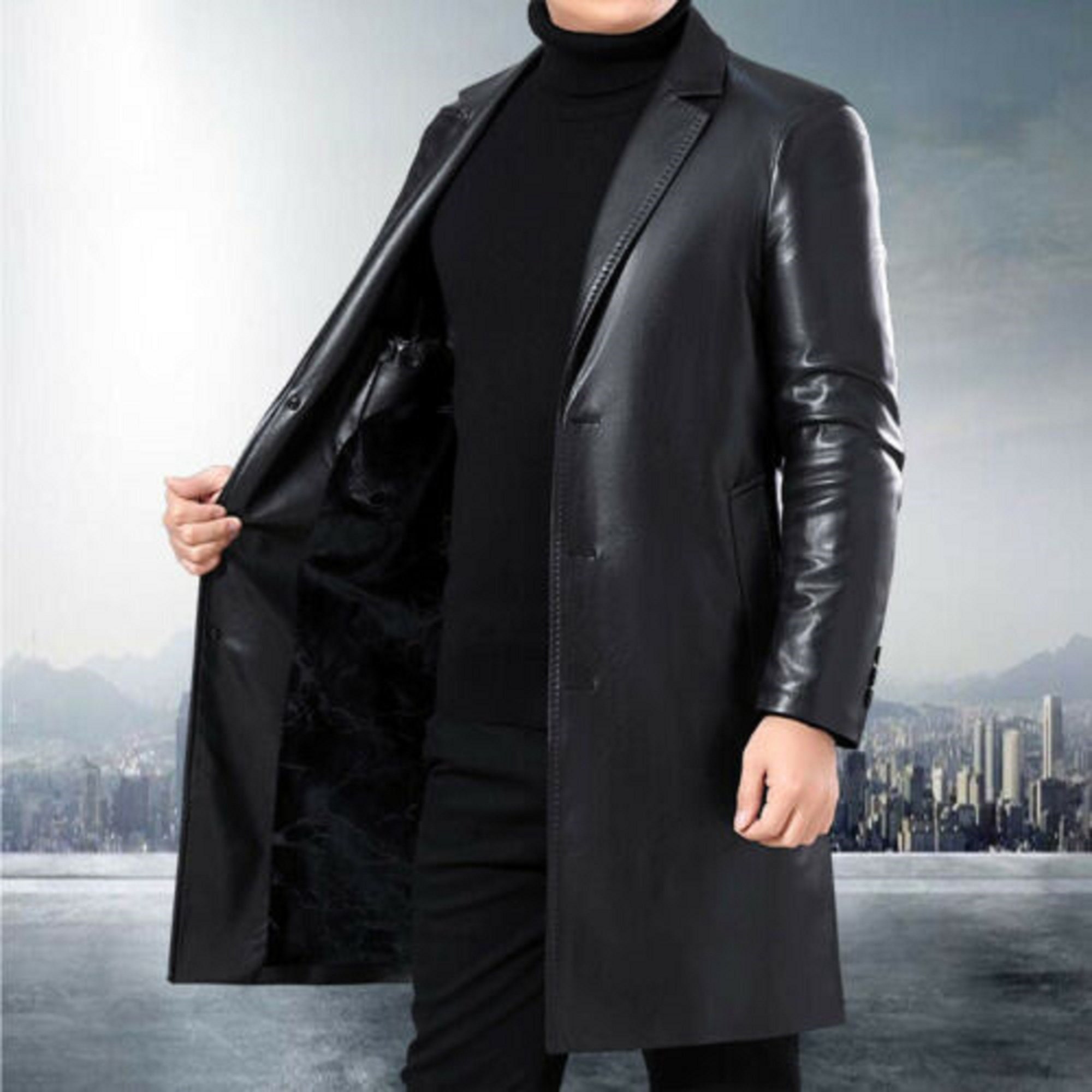 Mens clearance leather overcoat