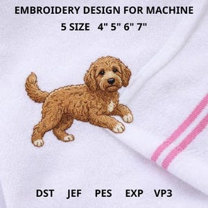 Curly Dog Embroidery Design | Cute Cavapoo Puppy Pattern | Machine Embroidery Files