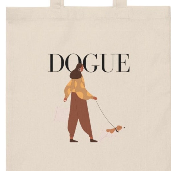 Dogue Canvas Tote Bag - jeu de mots magazine haute couture bookbag shopping bag gym carryall