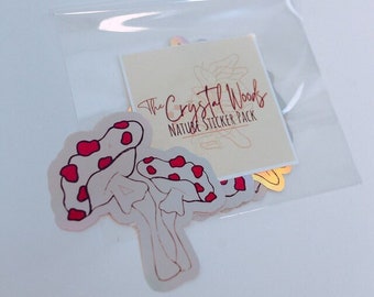Holographic Nature Sticker 6 Pack- Hand drawn