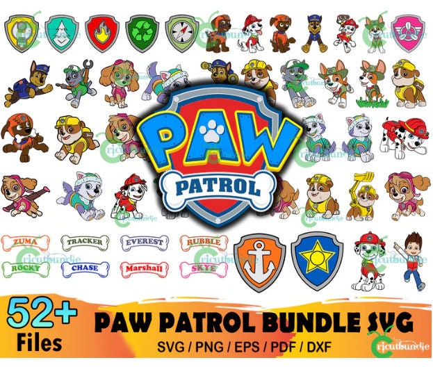 52 Paw Patrol Bundle Svg Paw Patrol Cut File Paw Patrol | Etsy