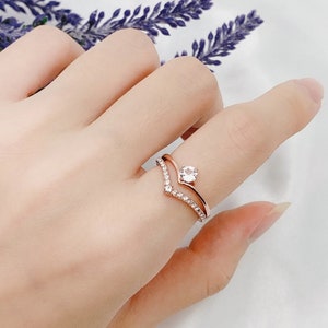 1CT Round Cut Moissanite Diamond Engagement Ring, Moissanite Bridal Ring Sets For Her, 14K Rose Gold Ring Set, Wedding Set Ring