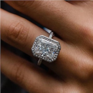 Radiant Cut Engagement Ring Solid 14K Gold Moissanite Engagement Ring Unique Wedding Bridal Ring Anniversary Dainty Ring Gift For her