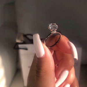 2CT Round Cut Moissanite Diamond Engagement Ring, Moissanite Bridal For Her, 14K Rose Gold Ring Set, Wedding Set Ring