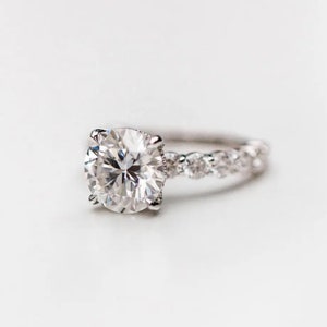 4 TCW Round Cut Engagement Ring Solid 14K Gold Moissanite Engagement Ring Unique Wedding Bridal Ring Anniversary Dainty Ring  Gift For her