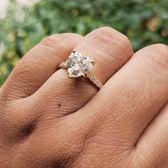 2CT Heart Cut White Moissanite Diamond Ring, Silver,14k Gold Engagement  Ring For Women,Solitaire Ring,Wedding Anniversary Ring for Gift Love