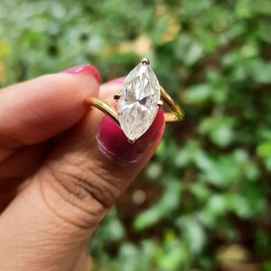 Marquise Cut Moissanite Engagement Ring, 14K Rose Gold Simulated Diamond Ring, Marquise Moissanite Wedding Ring, Solitaire Ring Gift For Her