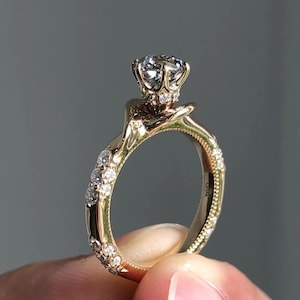 2CT Round Engagement Ring, Moissanite Hidden Halo Engagement Ring, Halo Moissanite Ring, 925 Silver/14K Solid Gold Ring, Promise Ring, Gifts