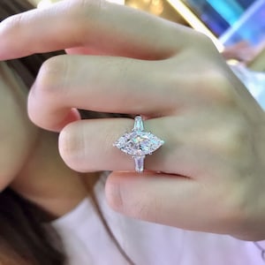 3 CT Marquise Moissanit Diamant Verlobungsring, Marquise Moissanit Ring, 14K Gold Ehering, Solitär Ring Jahrestag Ring Für Frauen