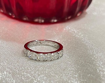 3 CTW Round Cut 6 Moissanite Diamond Eternity Band, 14K Gold Oval Moissanite Wedding Band Half Eternity Engagement Band For Women