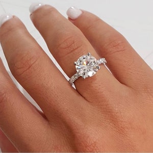 2CT Round Cut Moissanite Diamond Engagement Ring, Moissanite Bridal For Her, 14K Rose Gold Ring Set, Wedding Set Ring