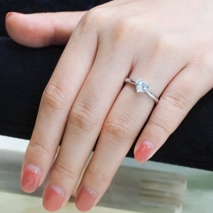 2 CT Heart Cut Moissanite Engagement Ring, Solitaire Hidden Halo Ring, Moissanite Wedding Ring, 14K/18K Solid Gold Ring, Gift Ring