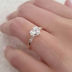 3.00 CT Heart Cut Moissanite Solitaire Engagement Ring | 14K White Gold Ring Heart Shaped Moissanite Ring , Wedding Ring Anniversary Gifts