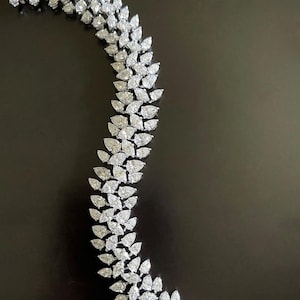 Diamond Tennis Bracelet Moissanite Marquise & Pear Shape Diamond Bracelet/ 14K Solid White Gold Bracelet/ Anniversary Gift For Her