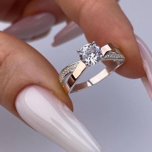 2CT Round Engagement Ring,Moissanite Hidden Halo Engagement Ring,Halo Moissanite Ring,925 Silver/14K Solid Gold Ring,Promise Ring,Gifts Ring