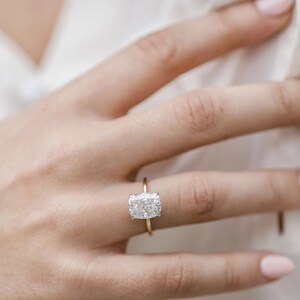 2ct Cushion Cut Moissanite Engagement Ring, Solitaire Hidden Halo Ring, Moissanite Wedding Ring, 14K/18K Solid Gold Ring, Gift Ring