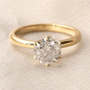 2.00 CT Round Cut Engagement Ring Solid 14K Gold Moissanite Engagement Ring Unique Wedding Bridal Ring Anniversary Dainty Ring  Gift For her